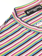 Mastermind World - Logo-Embroidered Striped Cotton T-Shirt - Pink