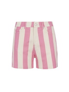 MC2 Saint Barth Woman Pink Striped Print Denim Bermuda Cancun