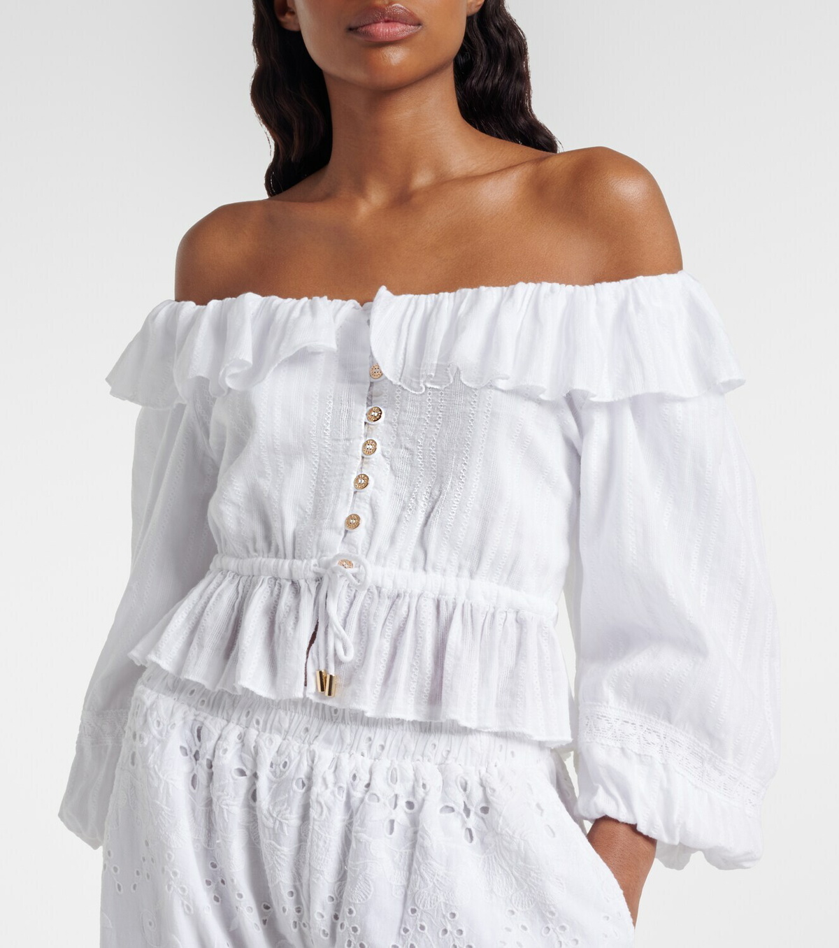 Melissa Odabash Corrine off-shoulder cotton poplin blouse