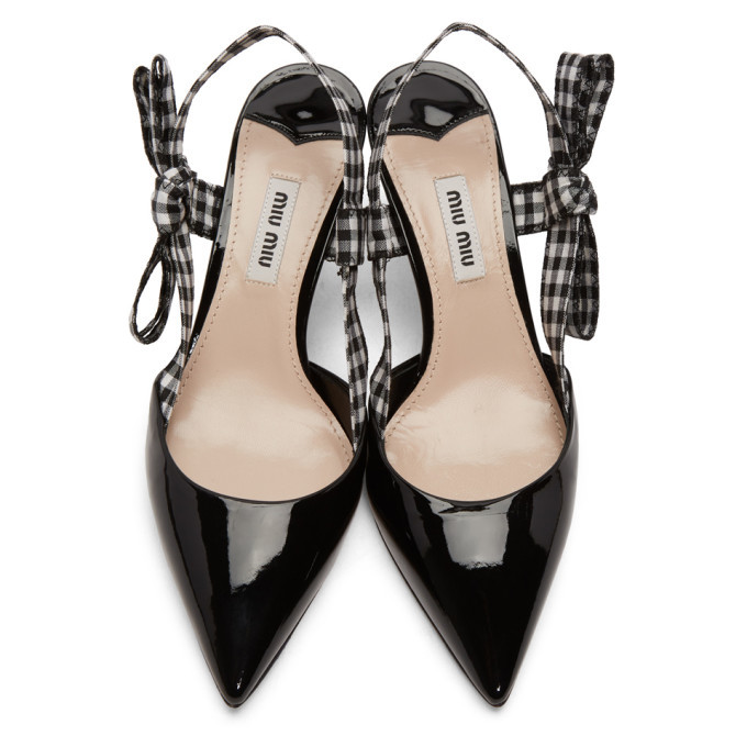 Miu Miu Black Patent Vichy Ribbon Heels Miu Miu