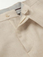 Brunello Cucinelli - Straight-Leg Pleated Linen, Wool and Silk-Blend Twill Suit Trousers - Neutrals