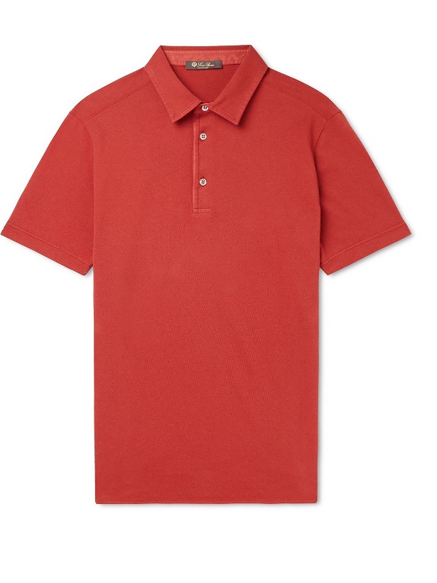Photo: Loro Piana - Cotton-Piqué Polo Shirt - Red