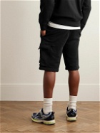 C.P. Company - Slim-Fit Straight-Leg Logo-Appliquéd Cotton-Jersey Drawstring Cargo Shorts - Black