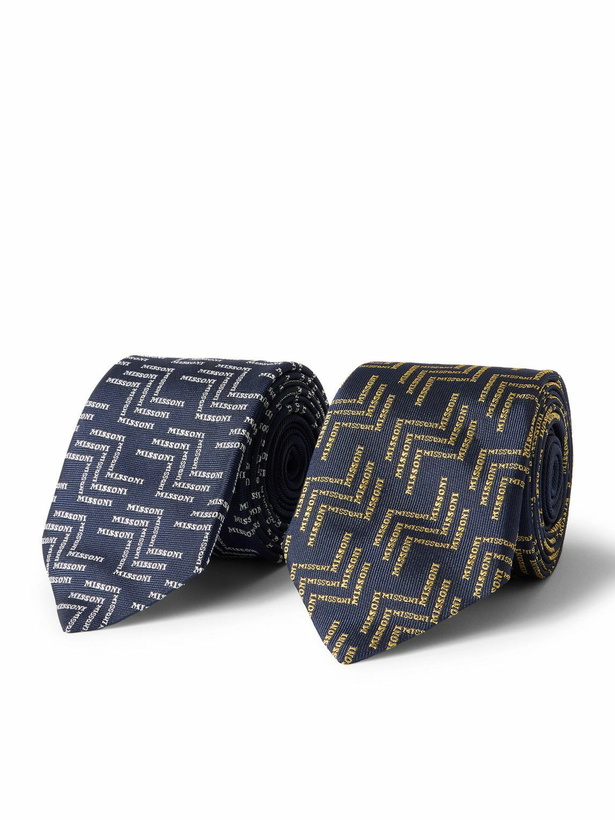 Photo: Missoni - Set of Two 7cm Logo-Embroidered Silk-Jacquard Ties