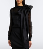 Carolina Herrera Tie-neck silk organza blouse