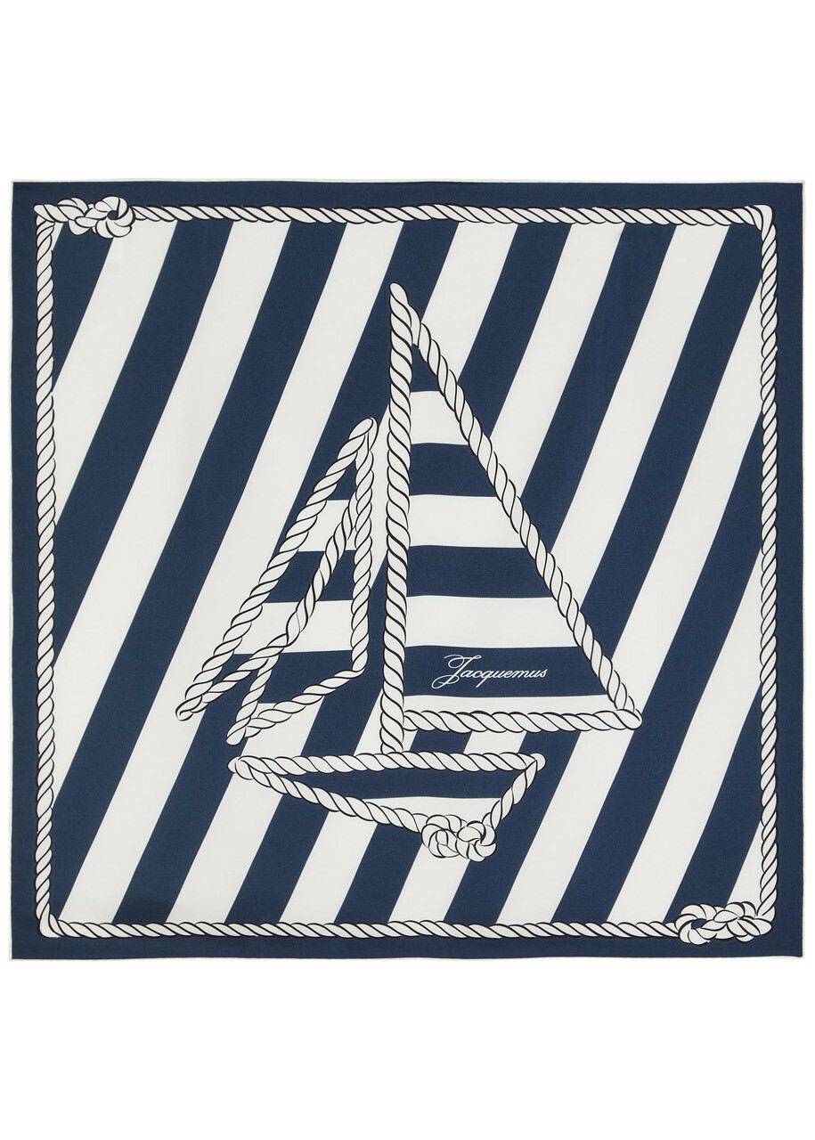 Jacquemus Le Foulard Bateau Corde Printed Silk Scarf - Navy - One Size