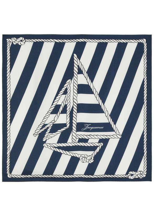 Photo: Jacquemus Le Foulard Bateau Corde Printed Silk Scarf - Navy - One Size