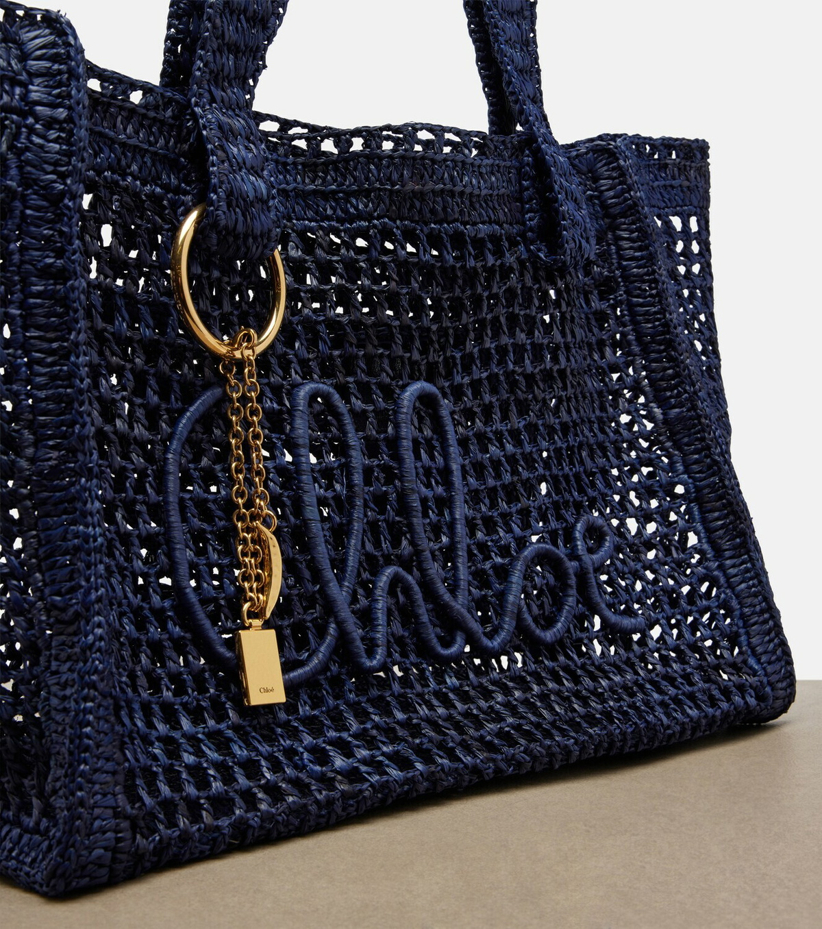 Chloé Summer Banana East-West raffia tote bag