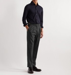 Rubinacci - Tapered Pleated Herringbone Virgin Wool Trousers - Gray