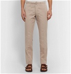 Officine Generale - Paul Slim-Fit Belted Garment-Dyed Cotton and Linen-Blend Suit Trousers - Neutrals