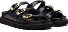 Marc Jacobs Black 'The Leather Kiki' Slide Sandals