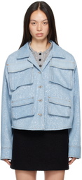 MSGM Blue Paint Splatter Denim Shirt