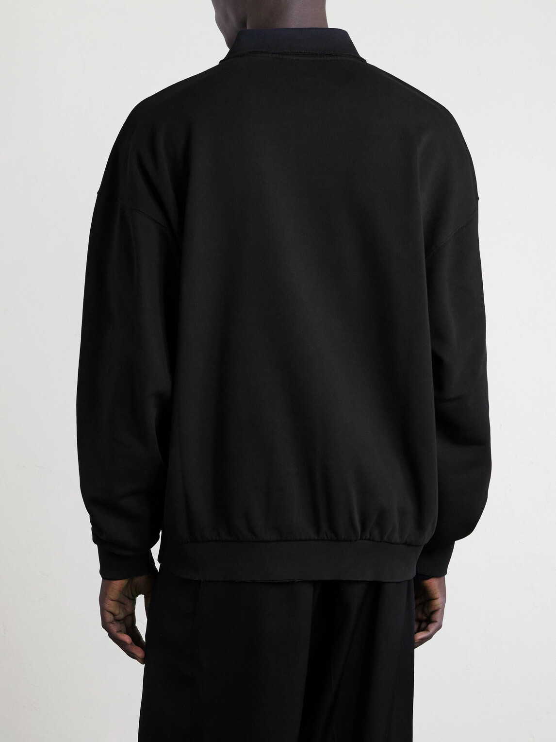 VETEMENTS - Logo-Embroidered Distressed Cotton-Jersey Sweatshirt - Black