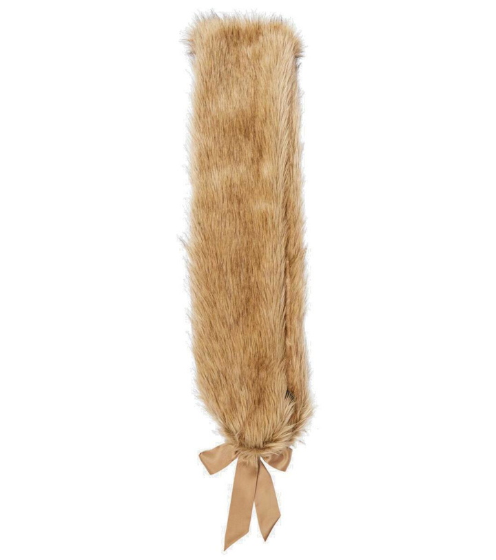 Photo: Saint Laurent Bow-detail animal-free fur scarf