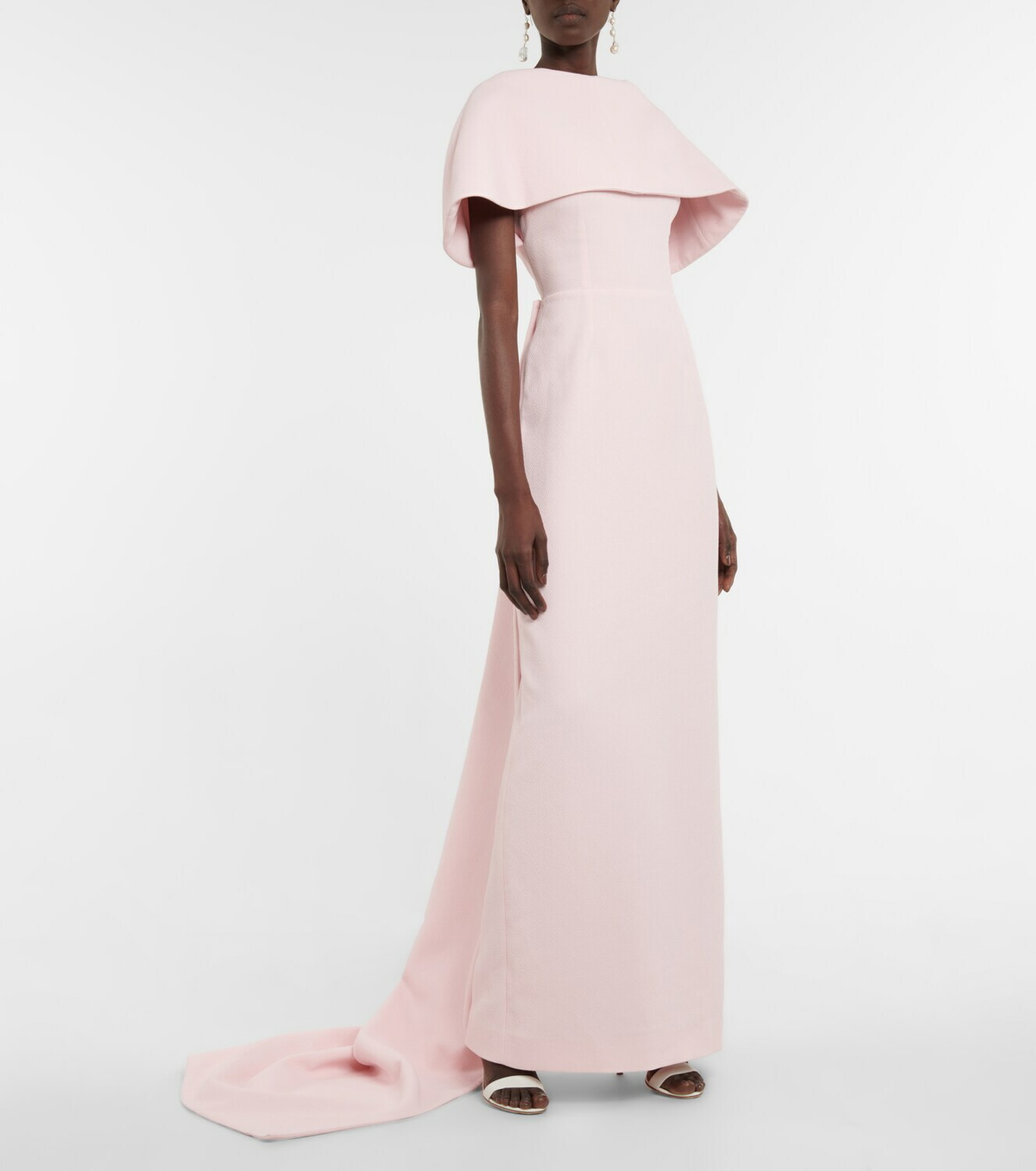emilia wickstead green cape dress Pinah Dress In Green Graphic Rose Jacquard main image 1