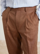 Frescobol Carioca - Affonso Pleated Straight-Leg Linen and Virgin Wool-Blend Suit Trousers - Brown