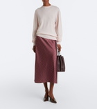 Vince Plaid satin midi skirt