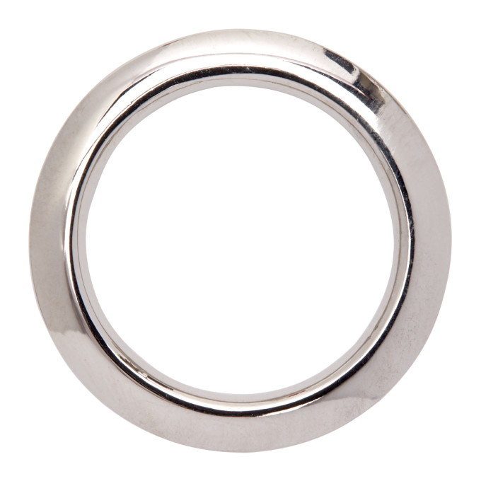 Versace Silver Engraved Greca Ring Versace