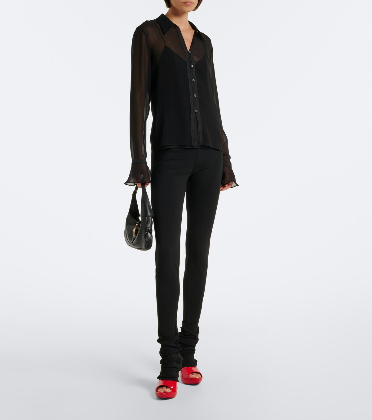Gucci Viv patent leather platform mule