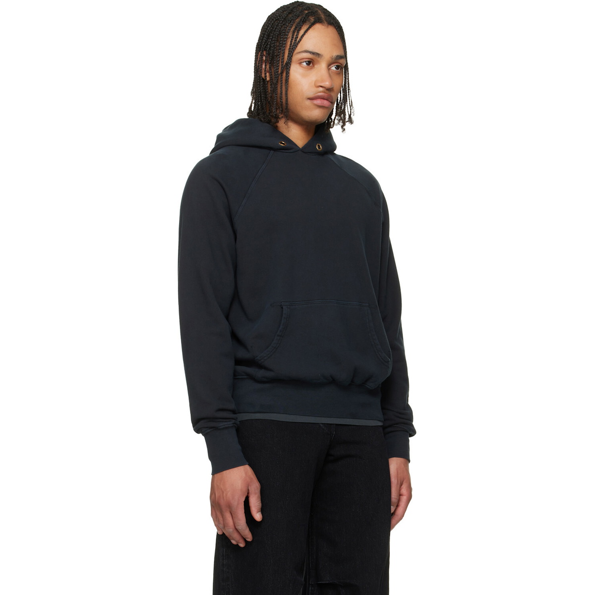Les Tien Black French Terry Classic Raglan Hoodie