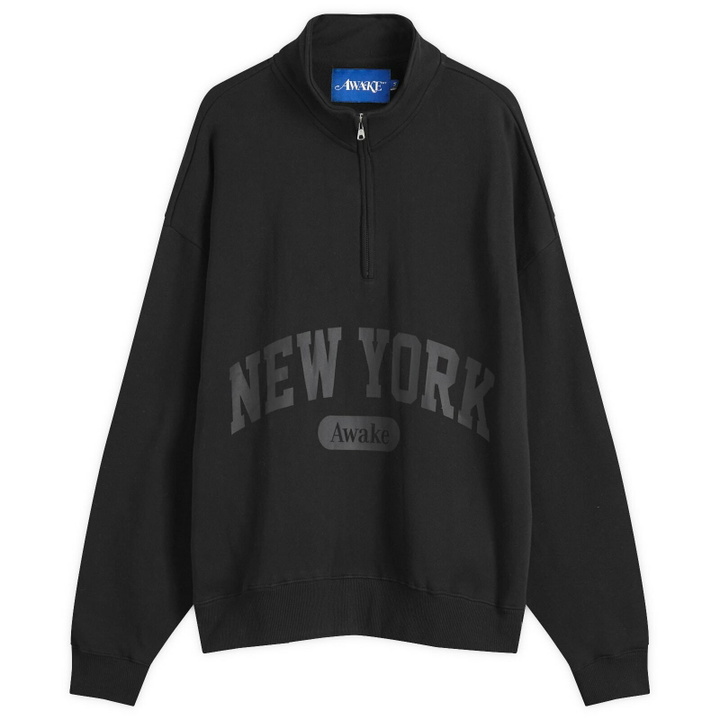 Photo: Awake NY Men's Script Quarter Zip Sweatshirt in Black