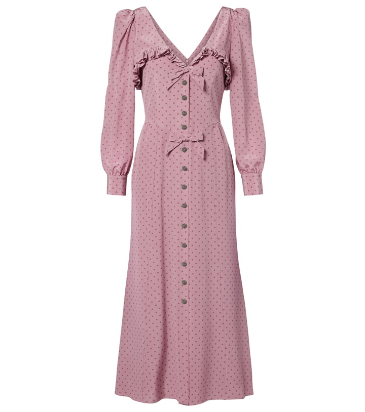 Photo: Alessandra Rich Polka-dot ruffled silk midi dress
