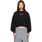 Palm Angels Black Curved Logo Crop Sweatshirt