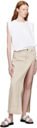 Grlfrnd Beige Blanca Maxi Skirt
