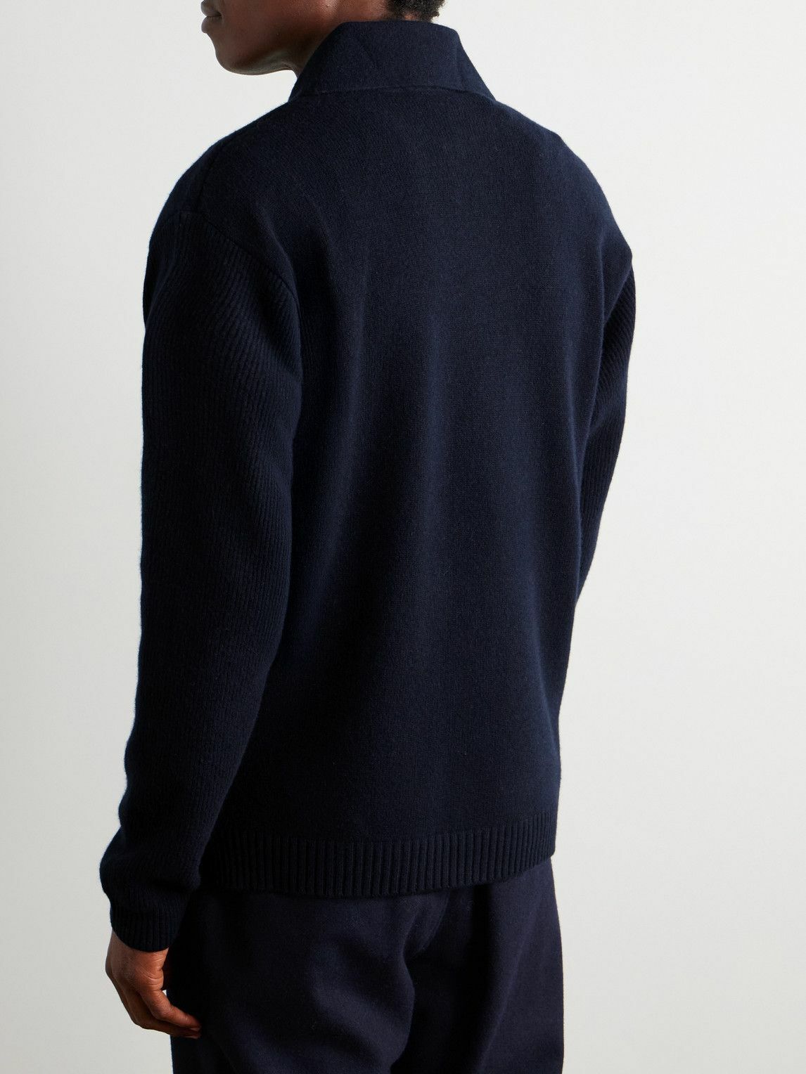 SEASE - Virgin Wool and Cashmere-Blend Half-Zip Sweater - Blue