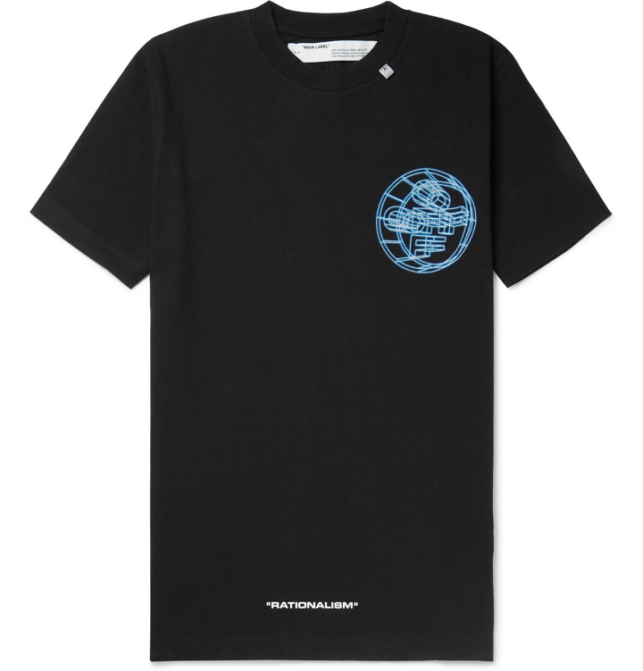 Photo: Off-White - Slim-Fit Logo-Print Cotton-Jersey T-Shirt - Black