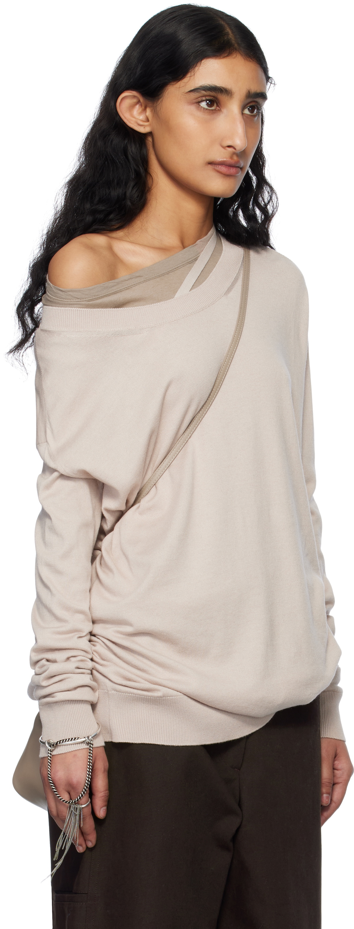 Ann Demeulemeester Beige Helle High-Comfort Sweater