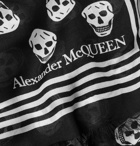 Alexander McQueen - Fringed Logo-Print Modal Scarf - Black