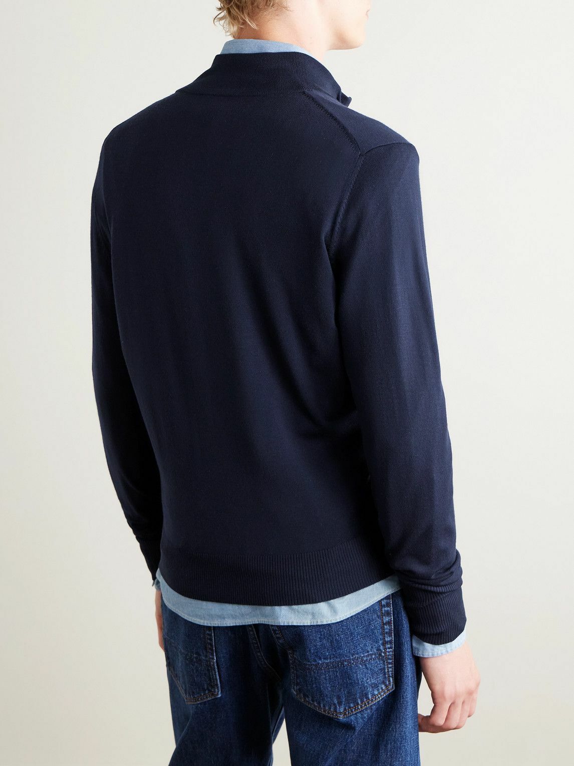 Sid Mashburn - Slim-Fit Escorial Wool Zip-Up Cardigan - Blue