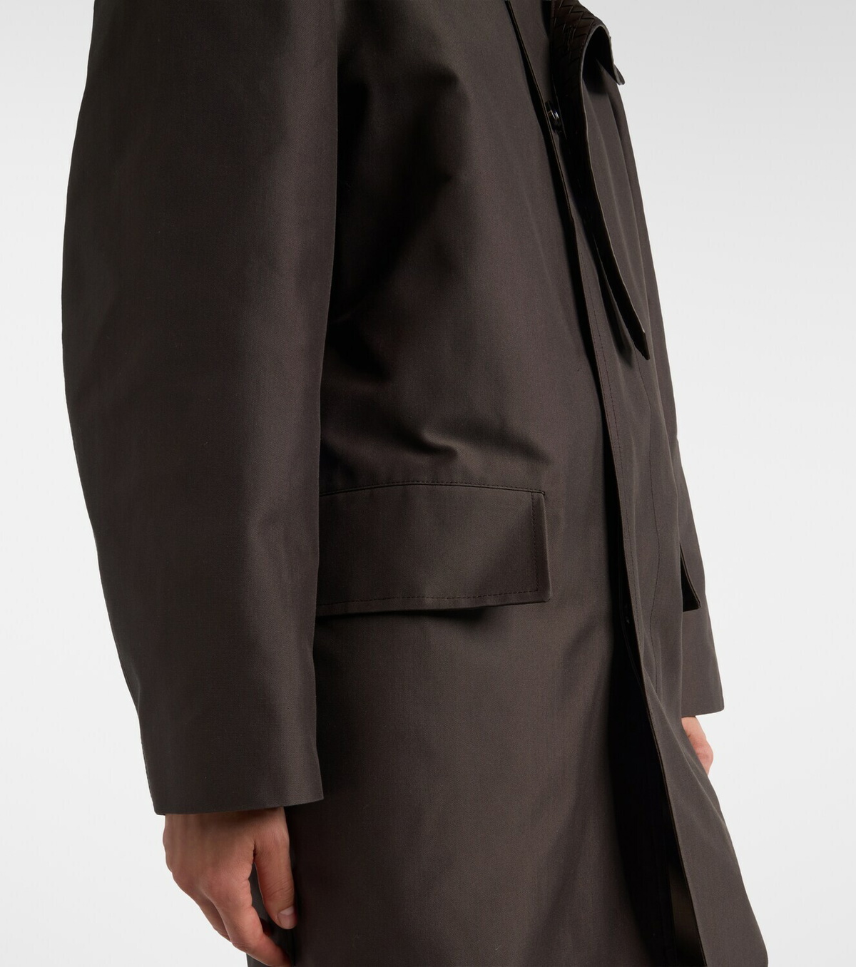 Bottega Veneta Intrecciato leather-trimmed trench coat