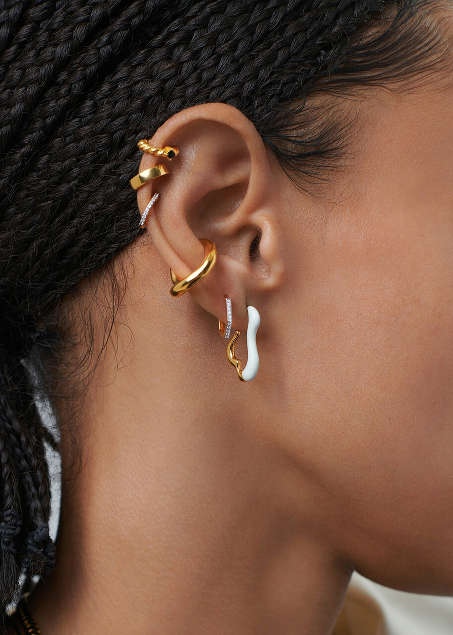 Missoma Squiggle Small Enamel and 18kt Gold-plated Earrings - White - One Size