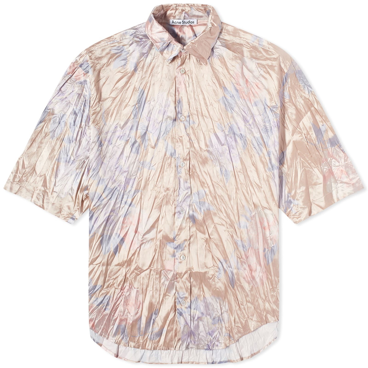 Acne Studios Men's Setar Crinkled Flower Print Short Sleeve Shirt in Blush  Beige Acne Studios