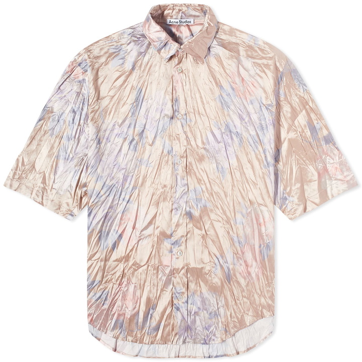 Photo: Acne Studios Men's Setar Crinkled Flower Print Short Sleeve Shirt in Blush Beige