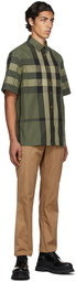 Burberry Green Cotton Check Short Sleeve Shirt