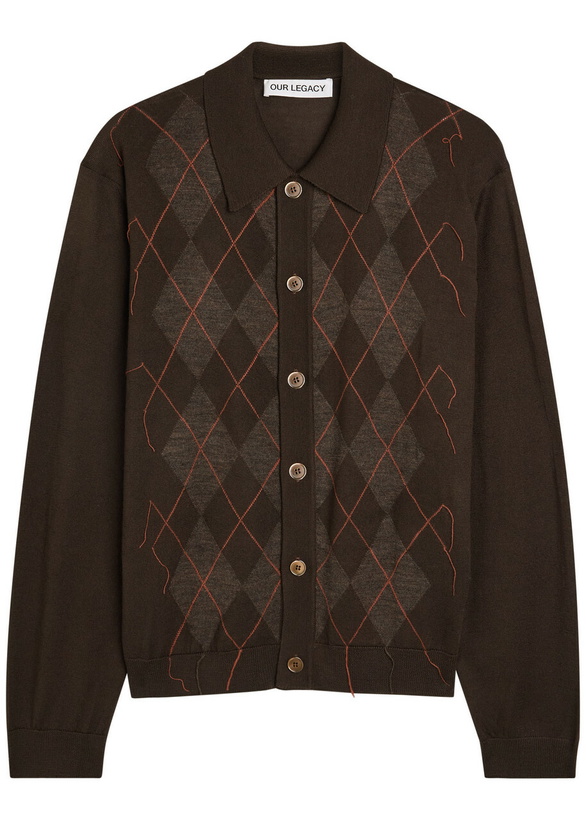 Photo: Our Legacy Argyle-intarsia Wool Polo Shirt Black