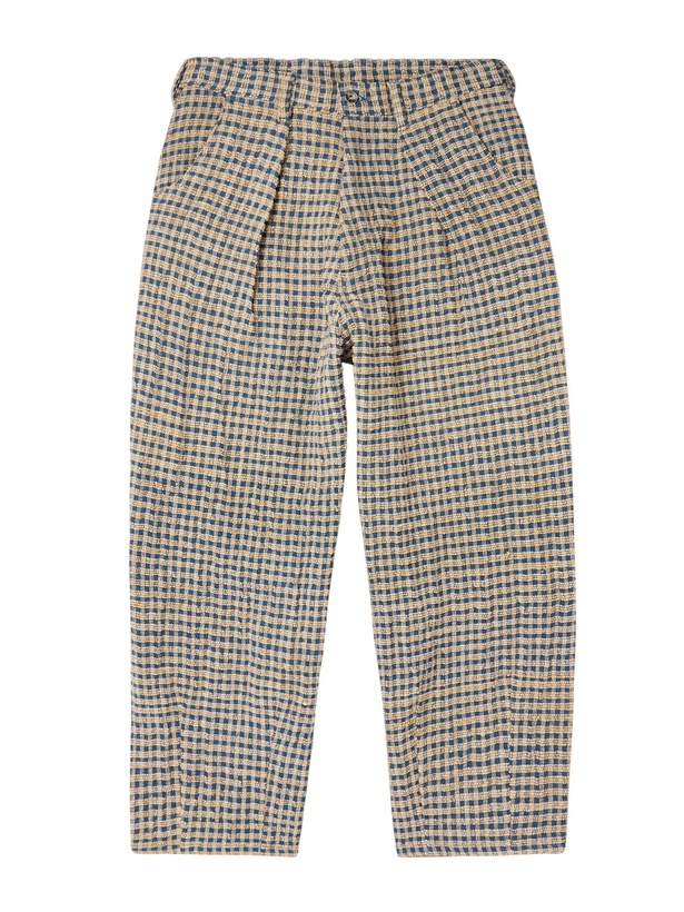 Photo: Story mfg. - Lush Barrel-Leg Pleated Checked Organic Cotton Trousers - Brown