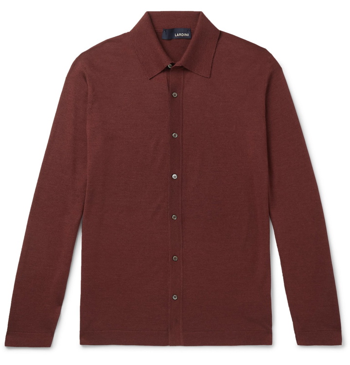 Photo: Lardini - Slim-Fit Wool, Silk and Cashmere-Blend Shirt - Burgundy