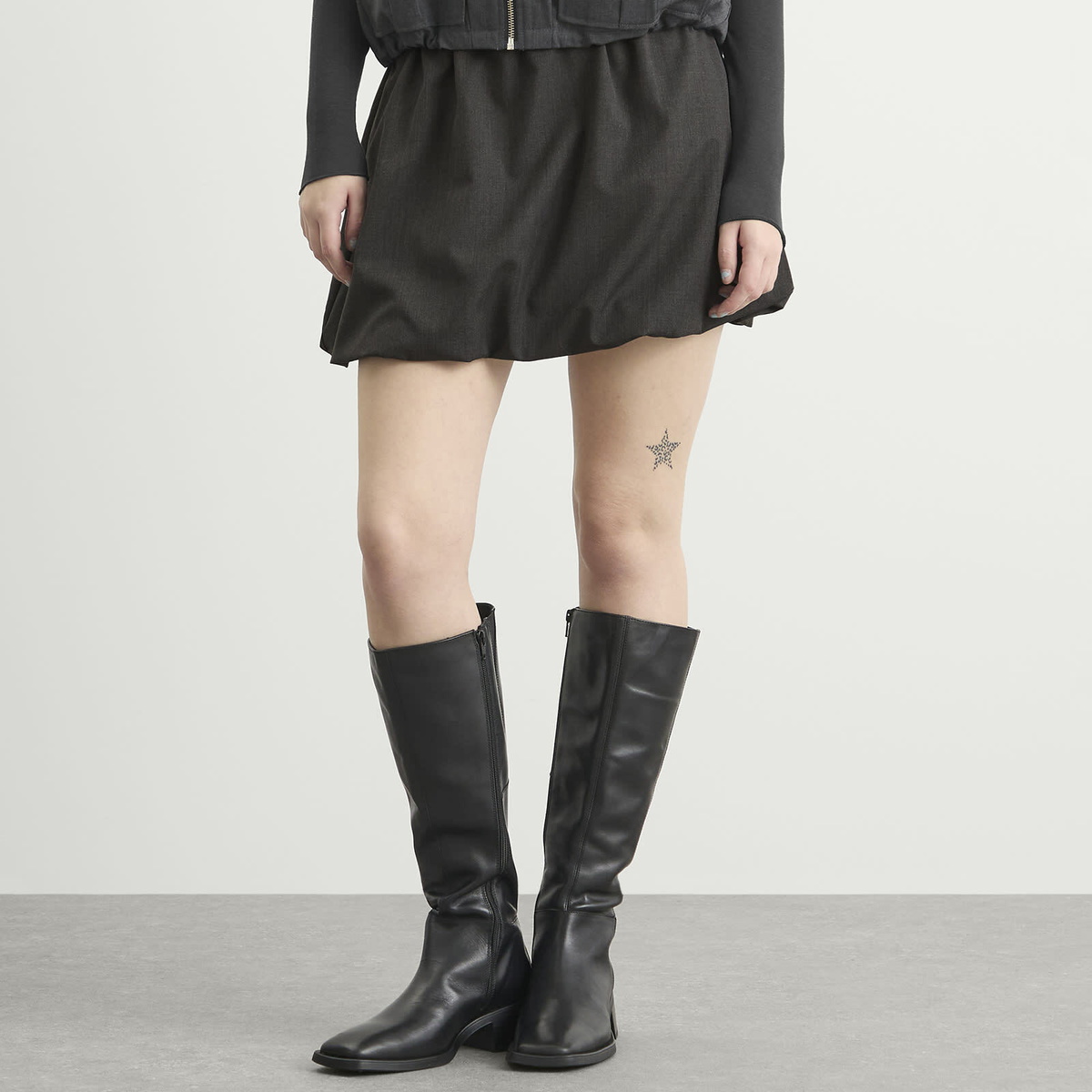 Samsøe Samsøe Women's Saroko Drawstring Waist Mini Skirt in Dark Grey Melange