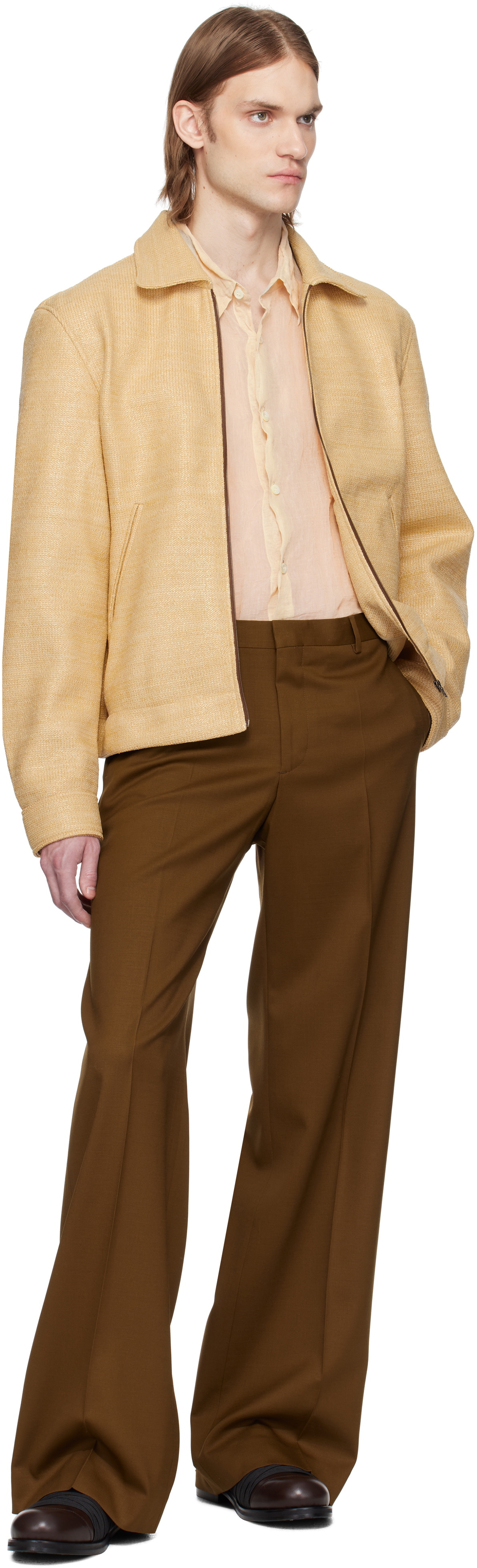 CMMN SWDN SSENSE Exclusive Brown Otto Wide Leg Trousers CMMN SWDN