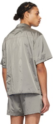 AMOMENTO Gray Spread Collar Shirt