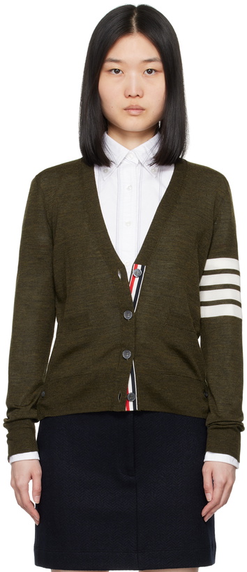 Photo: Thom Browne Khaki 4-Bar Cardigan