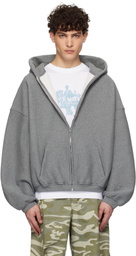 Alexander Wang Gray Dense Fleece Star Zip-Up Hoodie