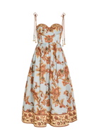 Zimmermann Aster Corset Cotton Midi Dress Blue