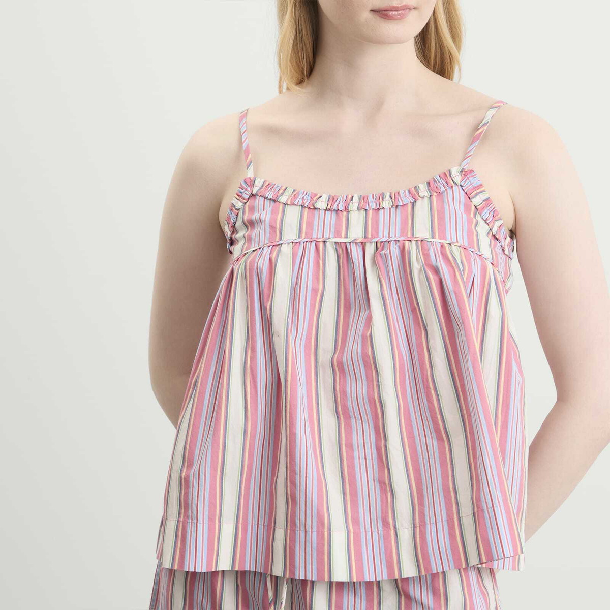 Damson Madder Women's Mafalda Ruffle Neck Top in Pink