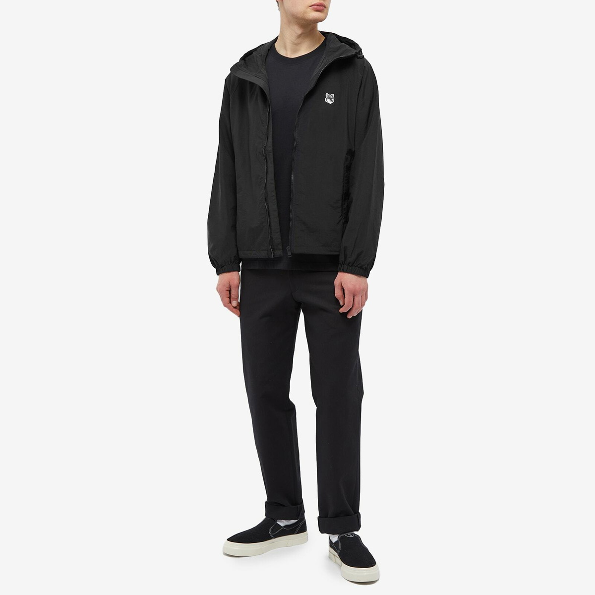 Maison Kitsuné Men's Technical Windbreaker in Black Maison Kitsune