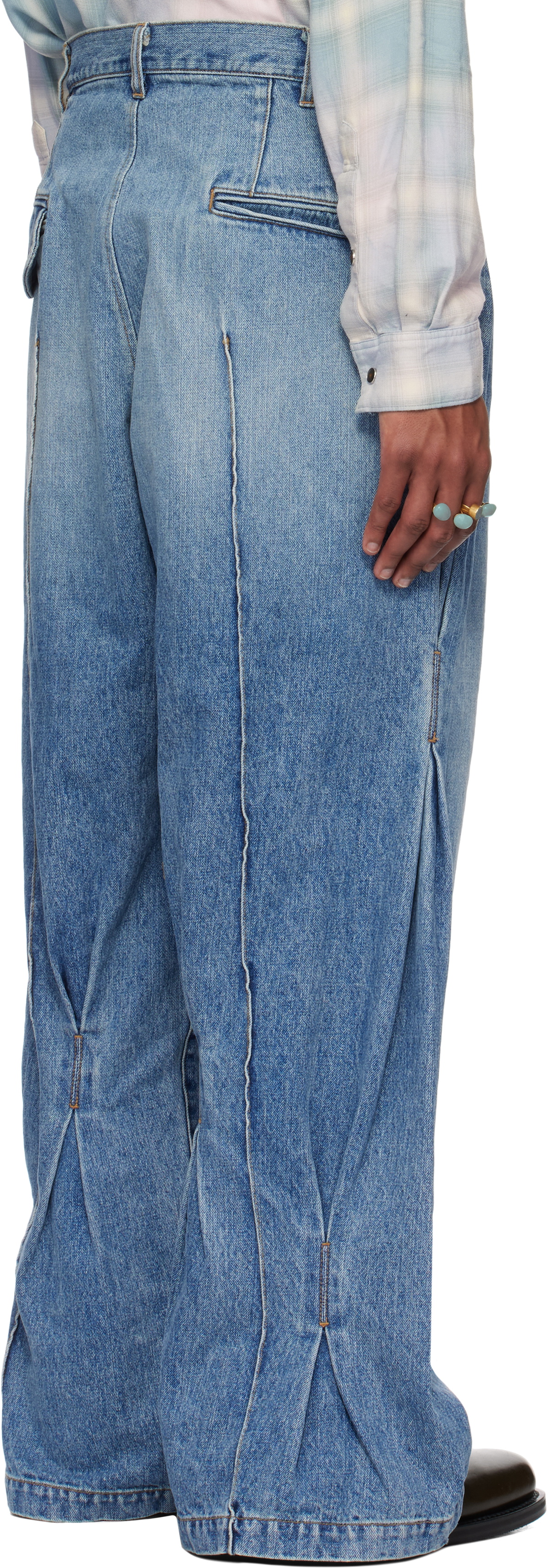 Khoki Blue Pleat-Design Jeans
